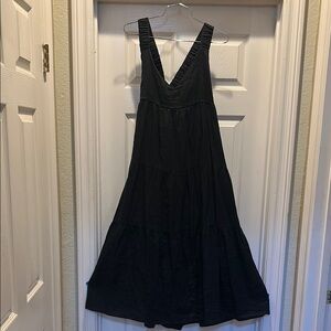 DISSH Australian black linen tiered sundress
